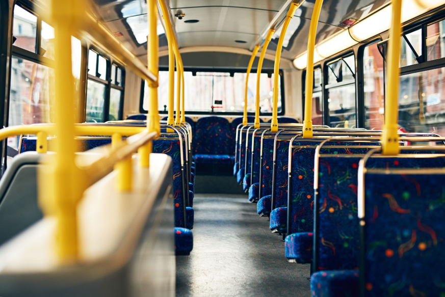 Inside an empty public bus